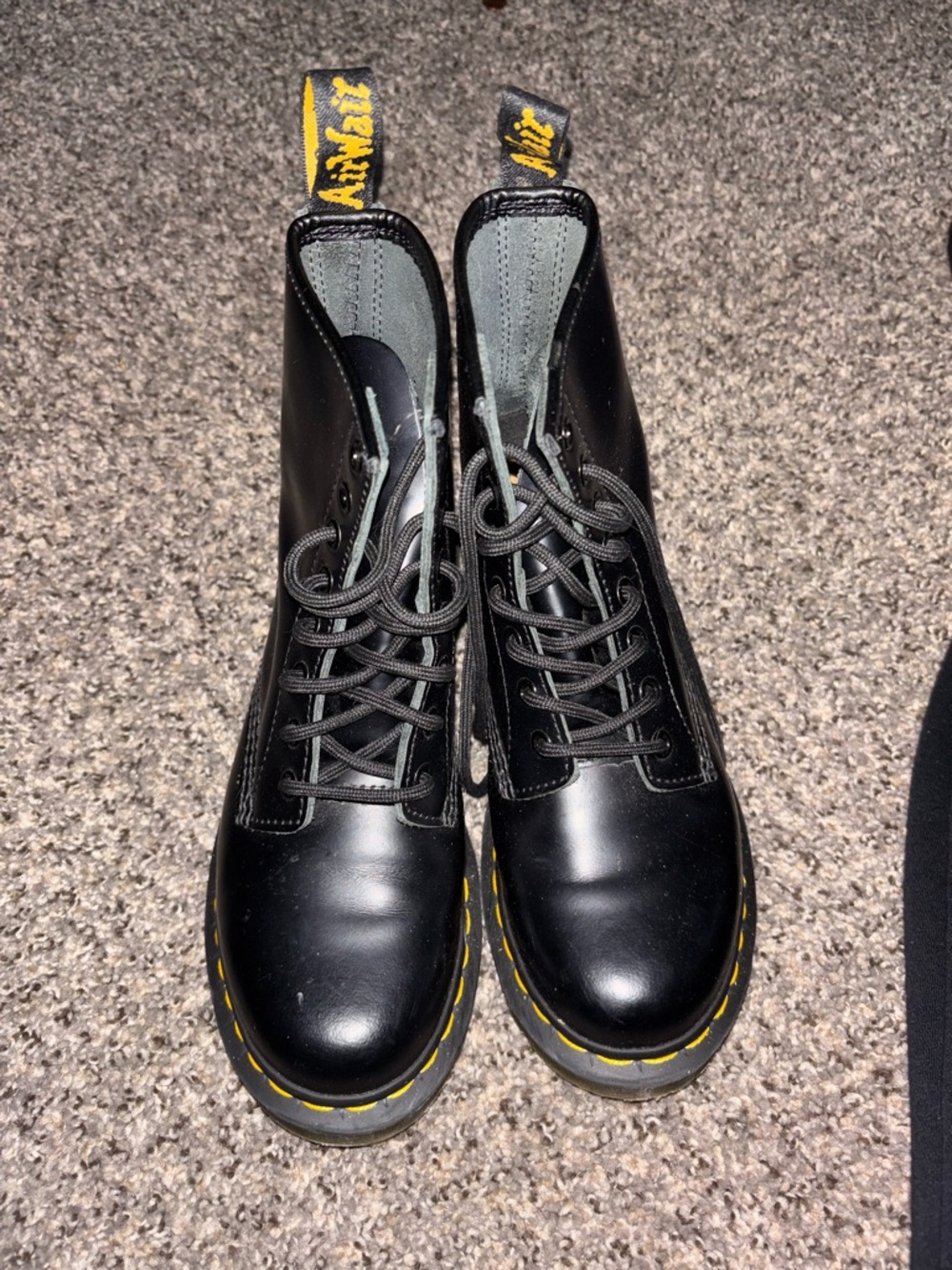 Dr. Martens Black Boots with Yellow Stitching